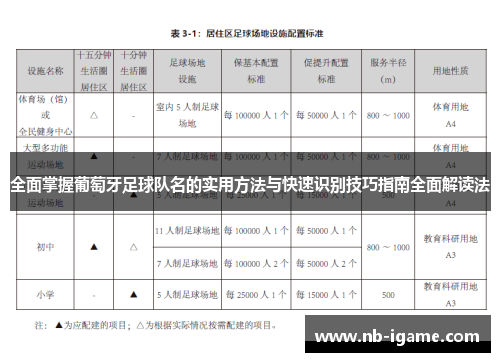 全面掌握葡萄牙足球队名的实用方法与快速识别技巧指南全面解读法